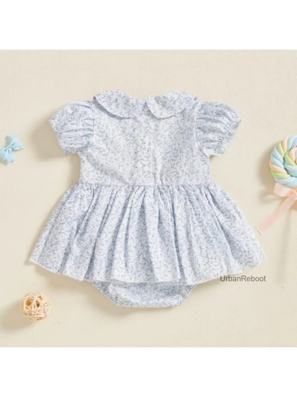 Baby Girl Floral Romper Dress with Tutu Bodysuit Short Sleeve